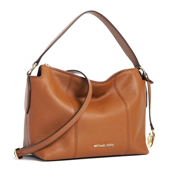 Michael Kors Brooke medium pebbled leather shoulder bag luggage brown - Picture 2 of 6